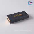 Cosmetic black color matte cardboard false eyelash packaging box with magnetic closure